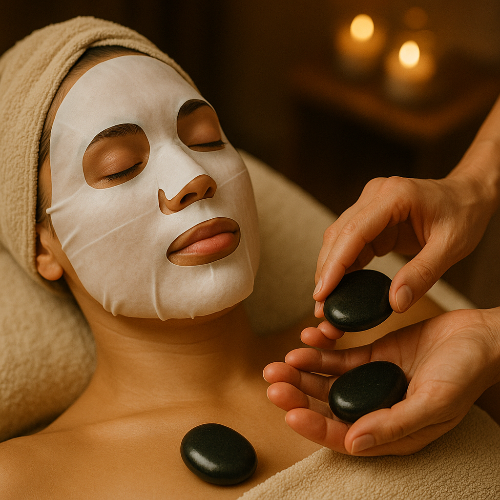 Avslappnande massage med ansiktsmask